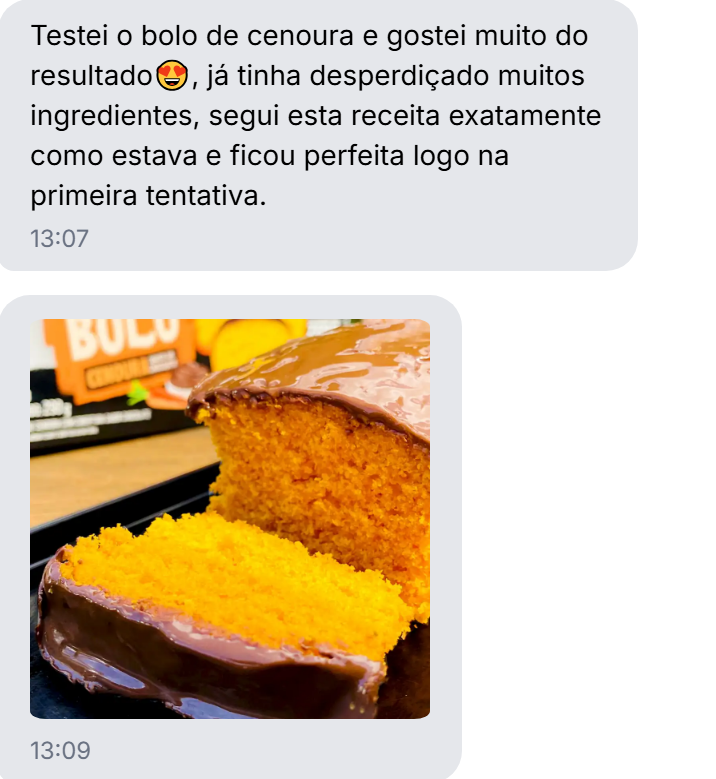 Testemunho — bolo de cenoura